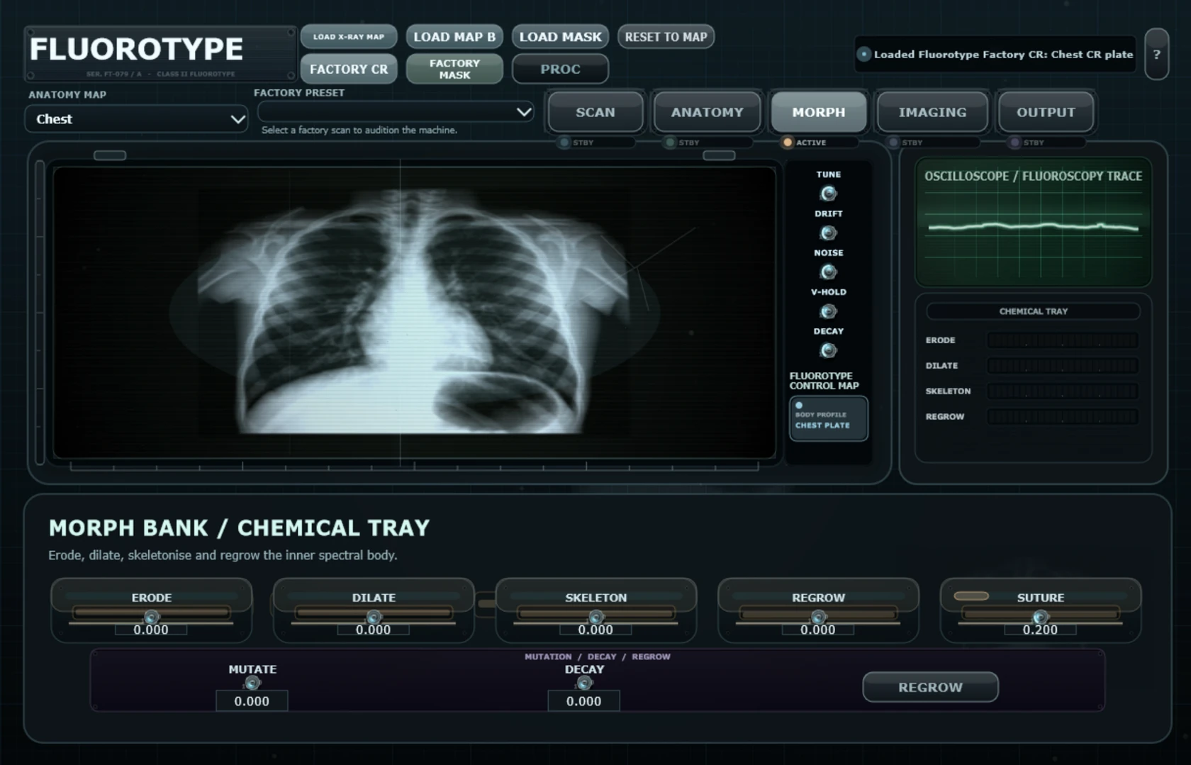 Fluorotype Morph bank with chemical tray controls